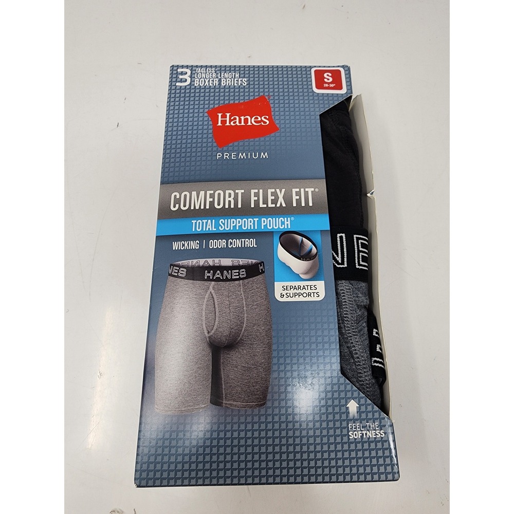 Hanes Mens Total Support Pouch Boxer Briefs Multicolor Synthetic Blend Size S